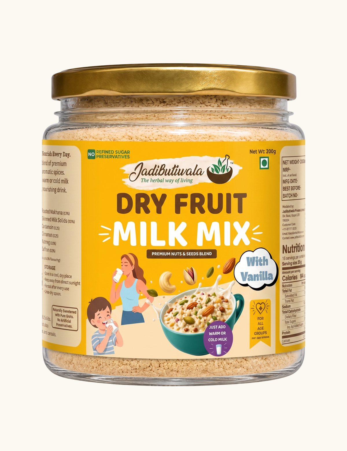 Dry Fruits Milk Mix Powder (ड्राई फ्रूट्स-मिल्क मिक्स)-200Gms