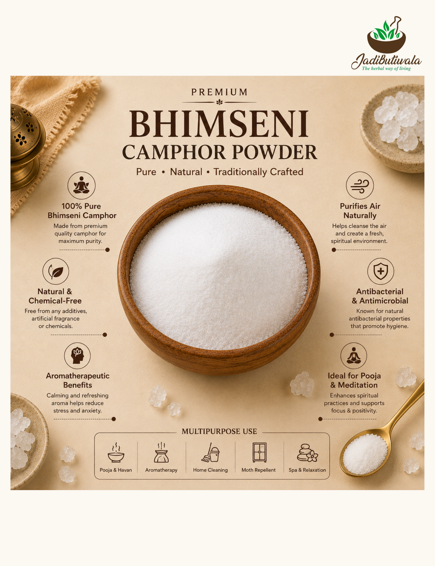 Bhimseni Camphor Powder (भीमसेनी कपूर पाउडर)