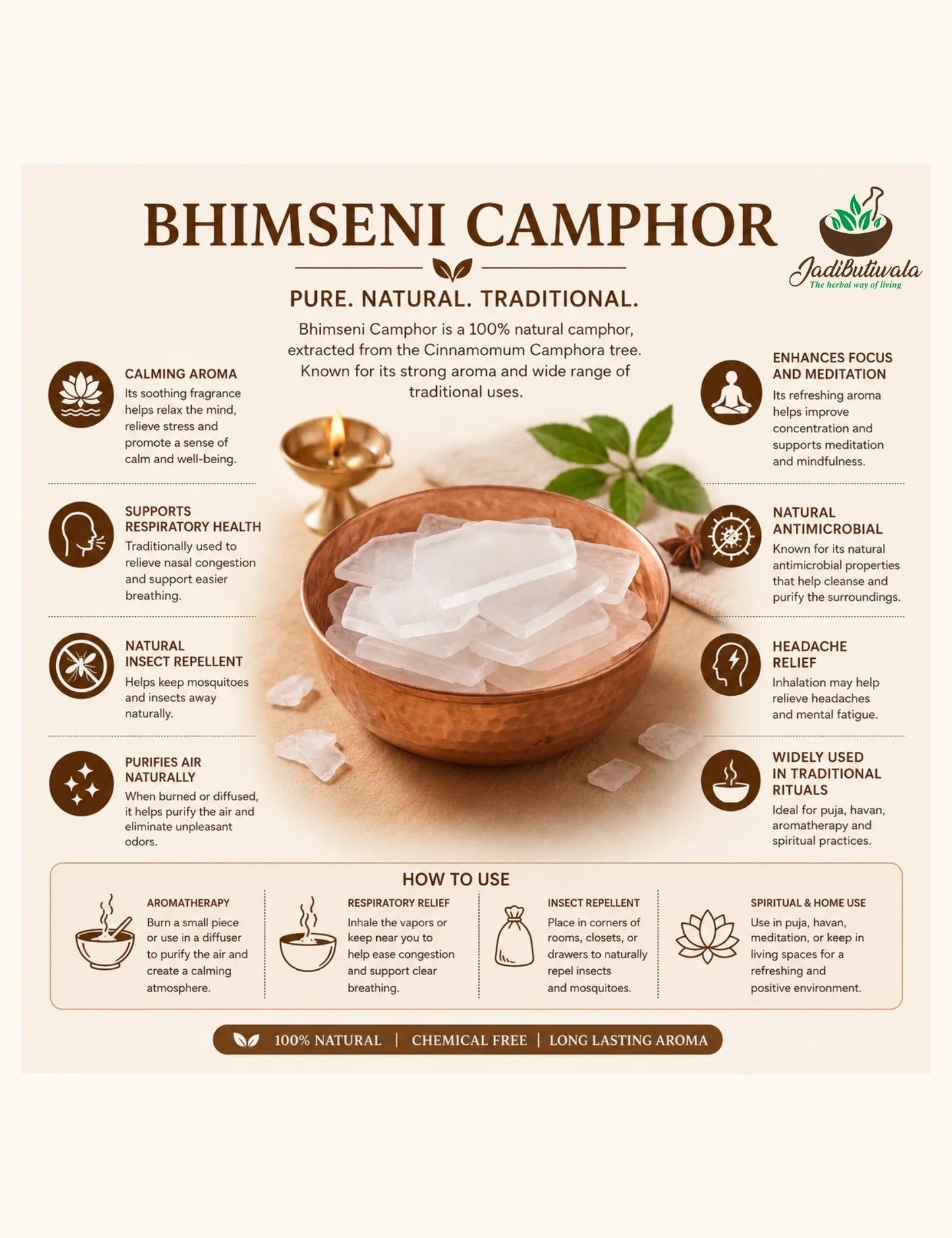 Bhimseni Camphor-Edible (भीमसेनी क़पुर)